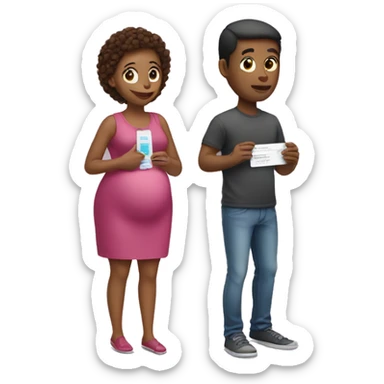 couple looking at pregnancy test sticker