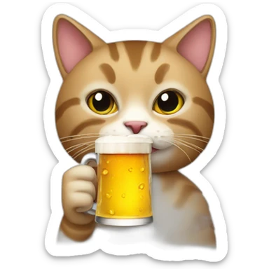 Cat avec bière sticker