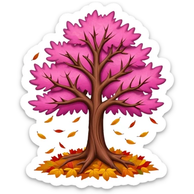 pink autumn tree sticker