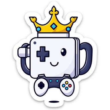 Colorful qbix88 online gaming logo with pro controller, crown for popular games, and expert rank symbol sticker