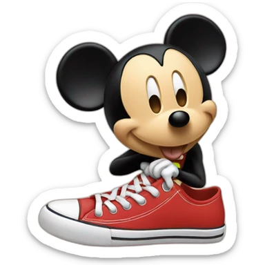 Mickey mousse eating a shoe  sticker
