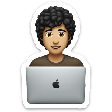 "man wih black hair and brown eyes at macbook laptop" sticker