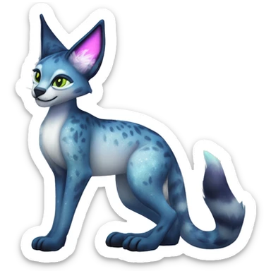 Cute Kawaii Epic Ethereal Sparkly Colorful Sergal-Serval-Caracal-Vernid full body sticker