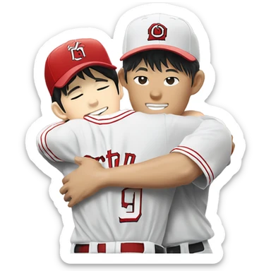 Shohei Ohtani, yoshinobu Yamamoto, Roki sasaki hugging sticker