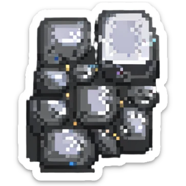 tin ore chunk with classic video game look sticker