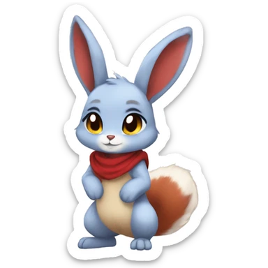 Anthro Sona Fakemon Full Body Red Rabbit Squirrel Chibi Cute  sticker