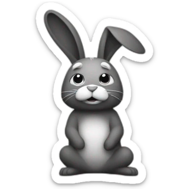 Oppressed and upset rabbit emoji in black and white sticker