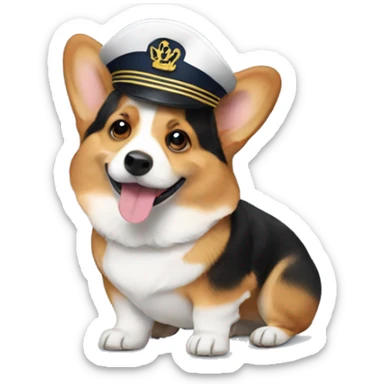 corgi with a sailor hat sticker