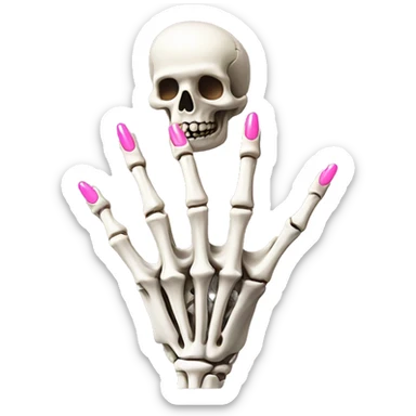 Skeleton hand with pink nails pretty engagement ring sticker