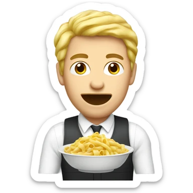 german guy eating pasta provided by corporate  sticker