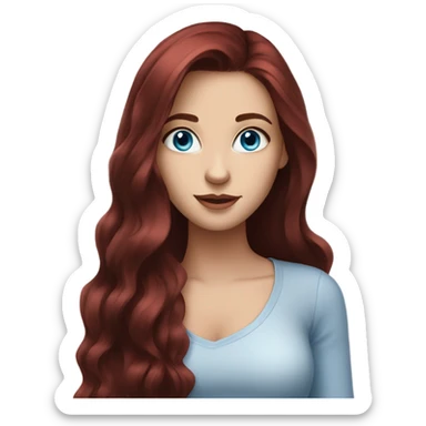 Beautiful girl, dark red hair，long hair, blue eyes sticker