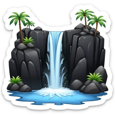 black rocks water fall  sticker