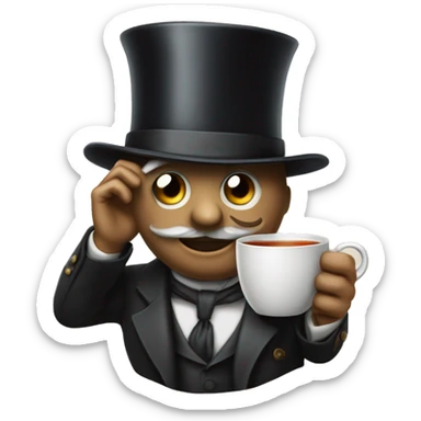 Photorealistic A British gentleman in a monocle and a top hat with a cup of tea in his hand sticker