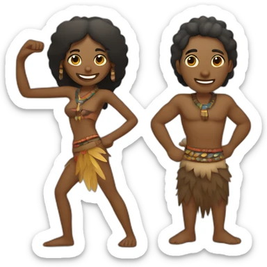 aborigen man and etnic woman from australia full body with boomerang sticker