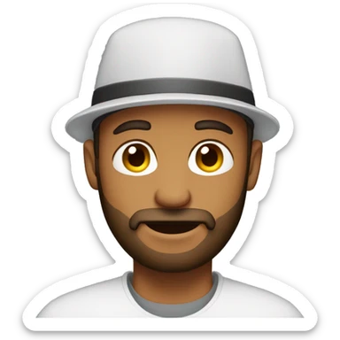 Guy with beard wearing backward hat sticker