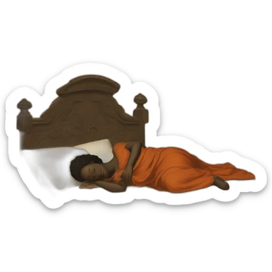 The folk african woman sleeping in bed, 17th century sticker