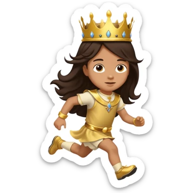 I want a royal child with dark brown long hair running sticker