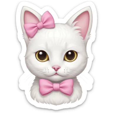 gatita tierna blanca con un monito rosita en una oreja sticker