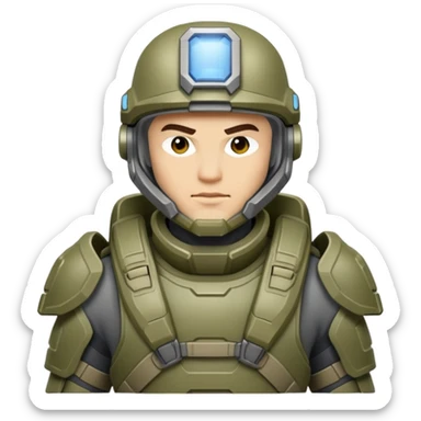 male Halo Spartan super-soldier with nomadic gear and survival equipment sticker