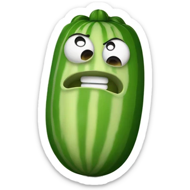 Cartoon zucchini in a wrestler’s uniform sticker