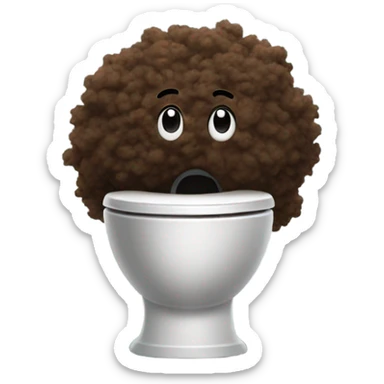 A pile of Poo with Afro hair and 2 legs running away from toilet sticker