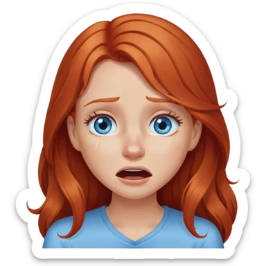 Fille rousse aux cheveux long et yeux bleus qui pleure de rire  sticker
