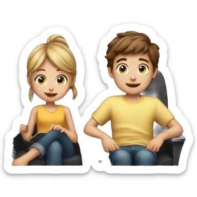 A girl and a boy watching movie together  sticker