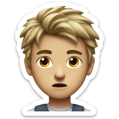 realistic portrait of a boy who is angry sticker