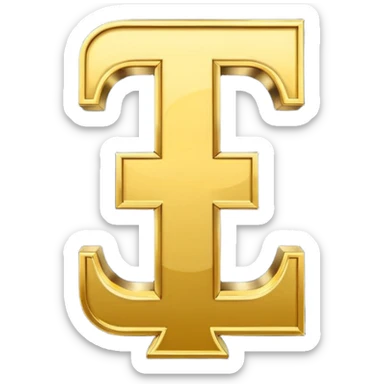 Symbole de currency en or en forme de lettre F précise, seul, 3D, brillant, style emoji simple et lisible sur fond uni. pas une autre lettre

F sticker