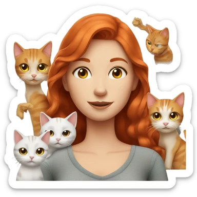redhead girl with cats sticker