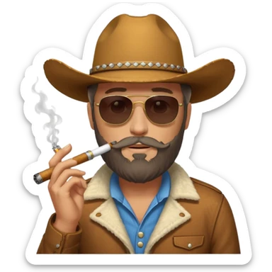White cowboy with beard and sunglasses smoking a stogie sticker