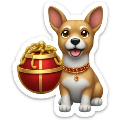 Rentier mit einem roten Halsband und einer goldenen Glocke  sticker