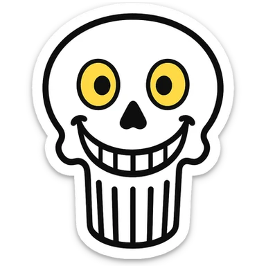 Add a lower jaw to complete the mouth and smile, keeping the skull happy and cheerful. Remove the background. sticker