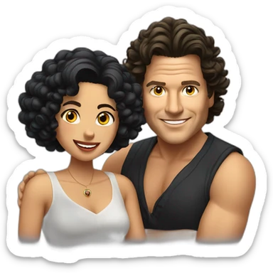 Carlos Vives with Colombian woman of 30's with short curly black hair sticker