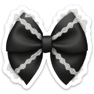 black bow emoji with white lace sticker