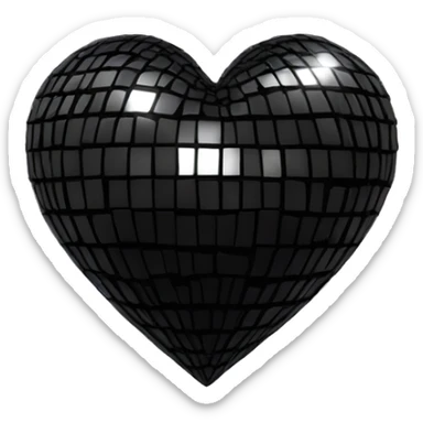 Black disco ball heart sticker