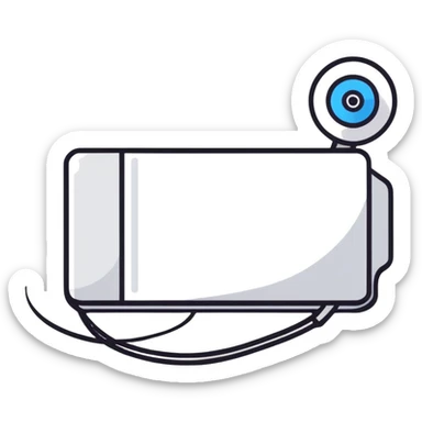 red and black streaming video logo sticker