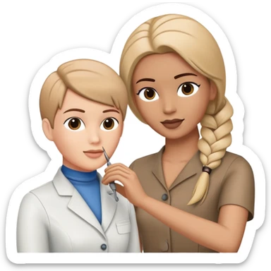 hairstylist teaching students using mannequin head sticker