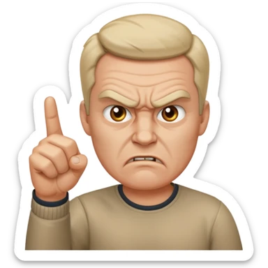 angry man pointing fingure at his own face sticker