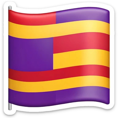 flag with three horizontal stripes, red on top, yellow in the middle, purple on the bottom sticker