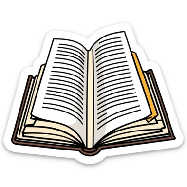 An open book with pages flipping sticker