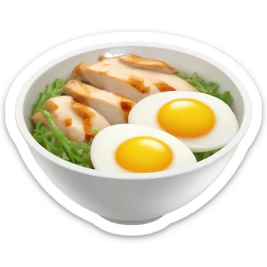 chicken rice bowl with two eggs sticker
