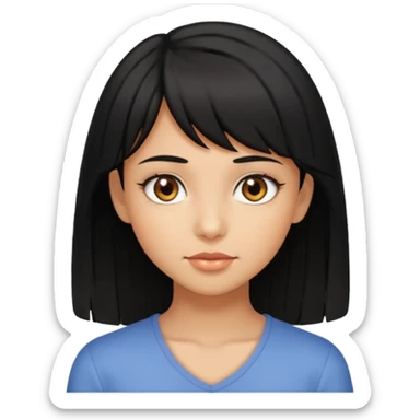 beautiful black-haired girl with side-swept bangs, tan skin, and hazel eyes sticker
