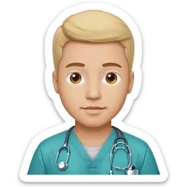 male with a scrubs sticker