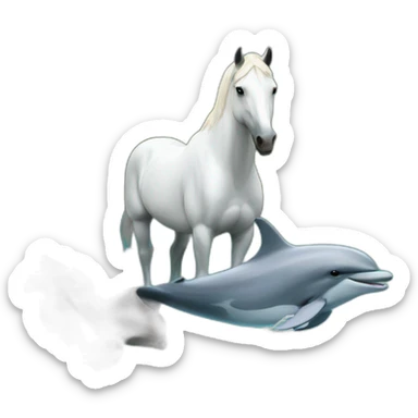 A Horse Sitting With Dolphin sticker
