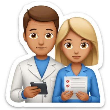 modern looking husband and wife avatars looking down at the check list sticker