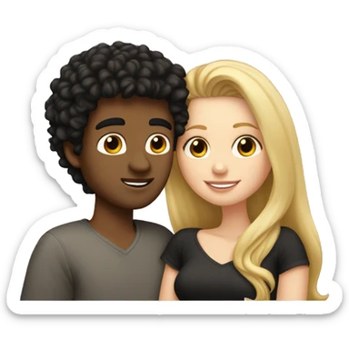 A white girl with blond straight hair kissing a light-skinned brown guy with curly black hair sticker