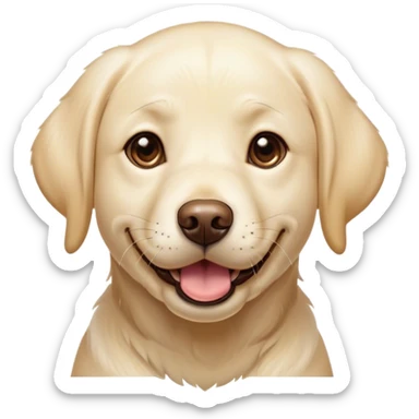 Cinematic Comical Cream Labrador Portrait Emoji, Head tilted dramatically with an exaggeratedly amused expression, featuring a glossy cream Fur with a radiant sheen, wide, expressive warm eyes filled with playful disbelief, Simplified yet hilariously expressive features, highly detailed, glowing with a slightly sassy glow, high shine, dramatic yet playful, stylized with an air of cheeky mischief, bright and endearing, soft glowing outline, capturing the essence of a spirited and over-the-top companion, so meme-worthy it feels like it could side-eye its way into internet fame instantly! sticker