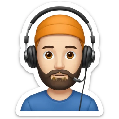 create a Men with Beard and Headphones and some hairs on his head sticker