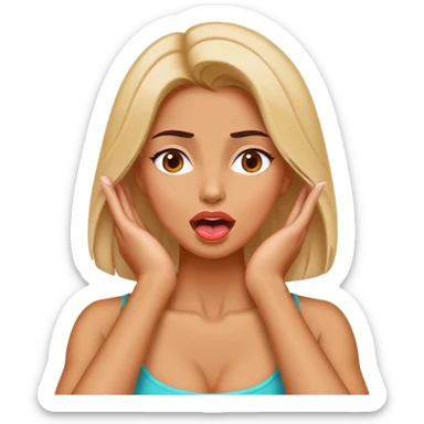 Lady withHands over neck eyes open tongue our   sticker